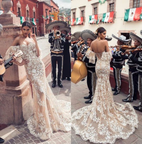 champagne julie vino mermaid wedding dresses 2019 off shoulder lace bridal gowns sweep train backless boho wedding dress custom made, White 
champagne julie vino mermaid wedding dresses 2019 off shoulder lace bridal gowns sweep train backless boho wedding dress custom made, White
