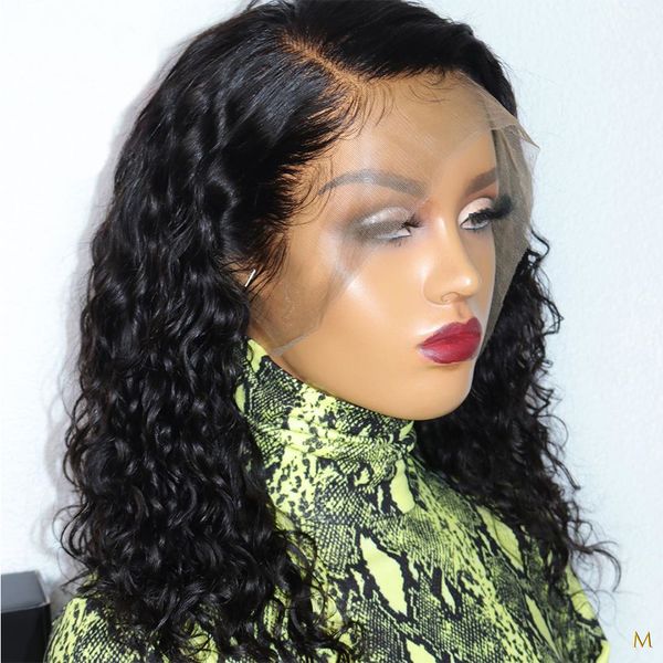 13x4 lace front human hair wigs natural water wave baby hair brazilian remy hair plucked, Black
13x4 lace front human hair wigs natural water wave baby hair brazilian remy hair plucked, Black