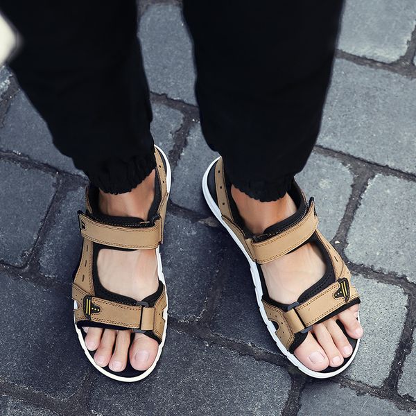 fashion leisure basic men's sandals ankle strap low summer shoes solid hook loop sewing men beach shoes, Black
fashion leisure basic men's sandals ankle strap low summer shoes solid hook loop sewing men beach shoes, Black