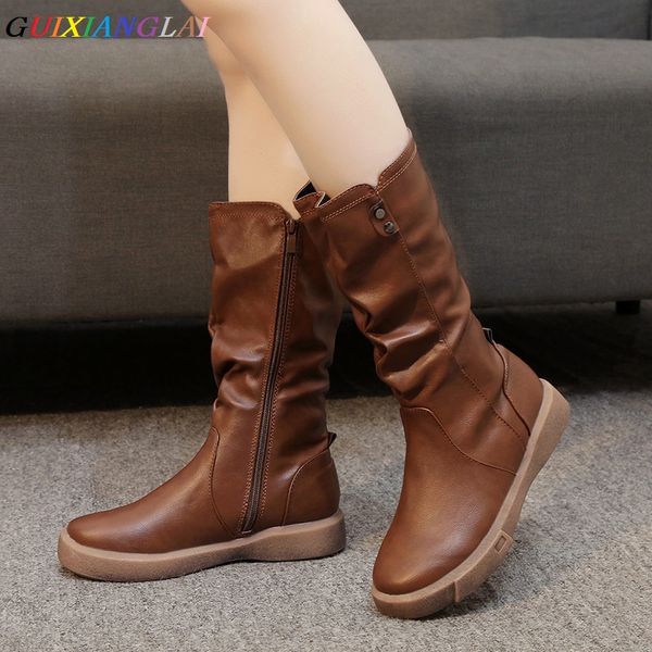 2019 winter plush warm boots women's british fashion shoes round head middle heel flat bottom side zipper boots women, Black
2019 winter plush warm boots women's british fashion shoes round head middle heel flat bottom side zipper boots women, Black
