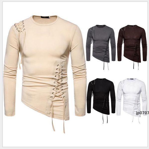 mens tshirts trendy self-cultivation irregular design rope long-sleeved crew neck slim fit for man t-shirt yt042, White;black
mens tshirts trendy self-cultivation irregular design rope long-sleeved crew neck slim fit for man t-shirt yt042, White;black