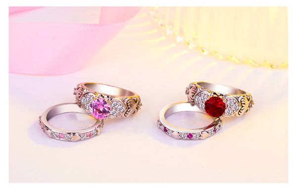 romantic heart shape crystal engagement wedding ring for women pink/red gems sets ring for anniversary party jewelry gifts, Silver
romantic heart shape crystal engagement wedding ring for women pink/red gems sets ring for anniversary party jewelry gifts, Silver