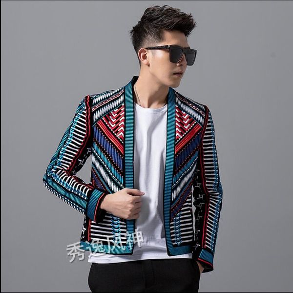 stripe embroidery suits men' slim blazer stage party club hairstylisy jacket men dj host singer blazer jacket, White;black
stripe embroidery suits men' slim blazer stage party club hairstylisy jacket men dj host singer blazer jacket, White;black