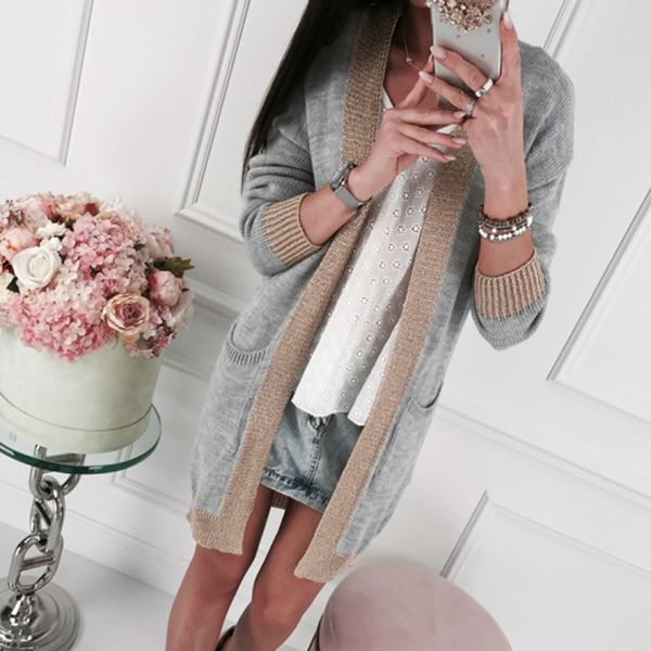 womens fashion loose elastic long cardigan sweaters ladies long sleeve slim fit casual spliced knit pocket sweater coat 2019 new, White;black
womens fashion loose elastic long cardigan sweaters ladies long sleeve slim fit casual spliced knit pocket sweater coat 2019 new, White;black