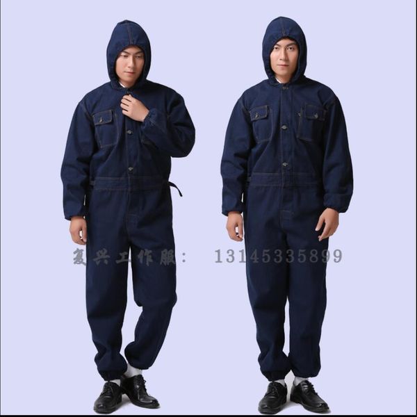 m-4xl large size denim overalls one-piece hooded repairman clothing welding work clothes onesies men's dust-proof clothing, Black
m-4xl large size denim overalls one-piece hooded repairman clothing welding work clothes onesies men's dust-proof clothing, Black
