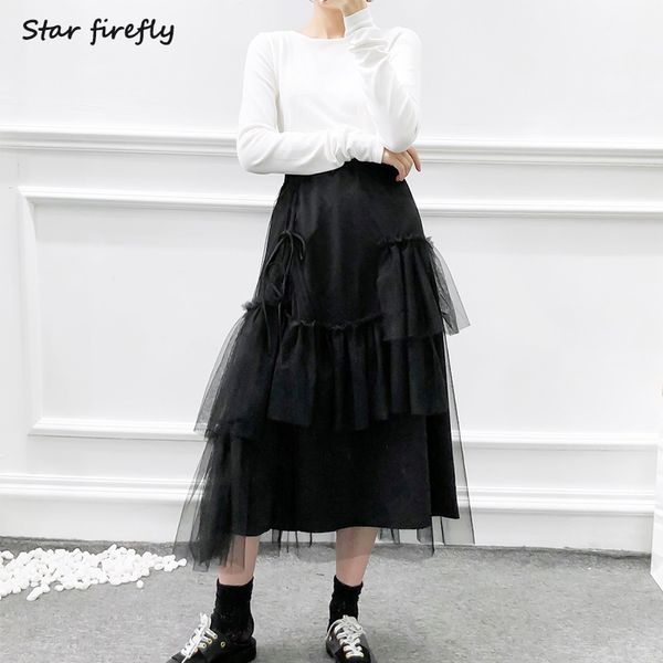 star firefly versatile solid high waist skirt female 2019 casual before and after wearing irregular black mesh skirt
star firefly versatile solid high waist skirt female 2019 casual before and after wearing irregular black mesh skirt