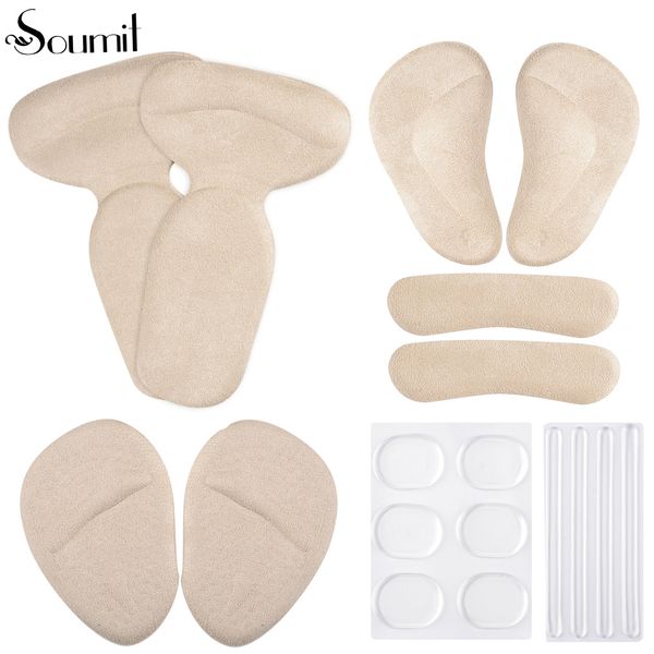 soumit high heel inserts care for liner insoles front palm pad heel pad slip-resistant shoes stickers pain relieve cushion pads, Black