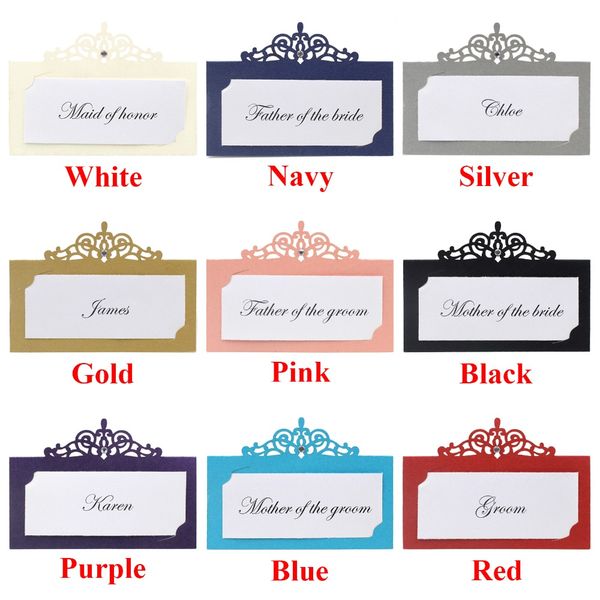 48 pieces laser cut personalized wedding party table holder place name cards with rhinestones, custom printing guest names
48 pieces laser cut personalized wedding party table holder place name cards with rhinestones, custom printing guest names