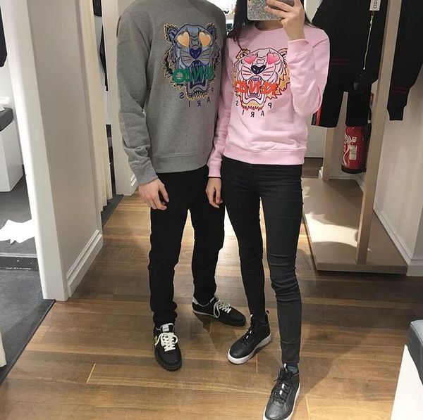 2019 sweater women's cotton solid color ring striped letters bear print casual shirt long-sleeved sweater tiger head embroidery--3, White
2019 sweater women's cotton solid color ring striped letters bear print casual shirt long-sleeved sweater tiger head embroidery--3, White