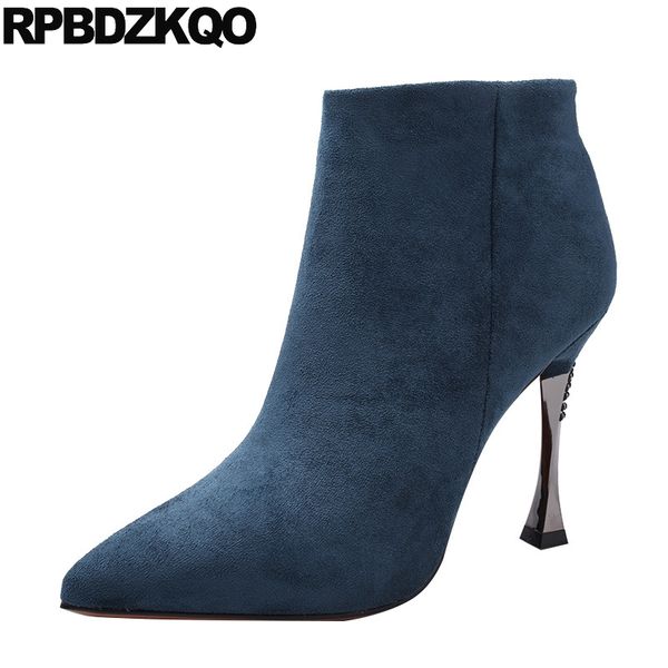 pointy stiletto pointed toe suede autumn ankle side zip boots high heel blue fall winter 2019 shoes booties fur women, Black
pointy stiletto pointed toe suede autumn ankle side zip boots high heel blue fall winter 2019 shoes booties fur women, Black