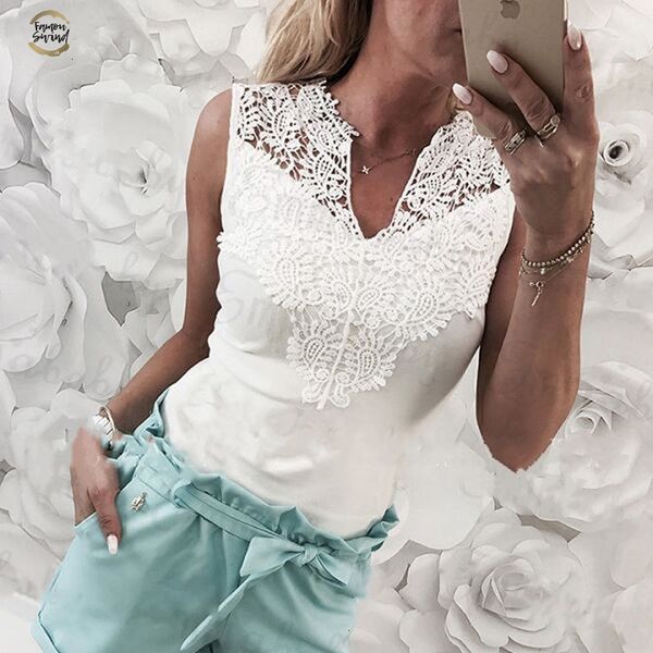 summer lace tank women sleeveless slim casual vest v neck shirt white female summer tees
summer lace tank women sleeveless slim casual vest v neck shirt white female summer tees