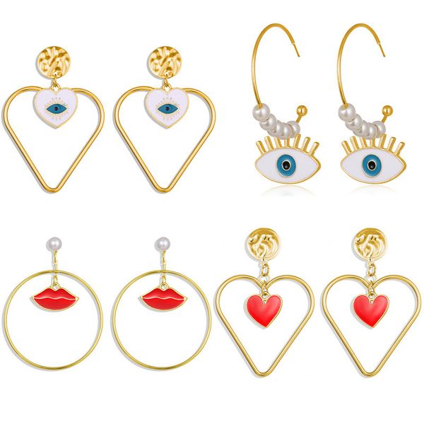 diezi exaggeration fashion red enamel heart pearl blue eyes dangle drop earrings for women statement gold color earrings jewelry, Silver
diezi exaggeration fashion red enamel heart pearl blue eyes dangle drop earrings for women statement gold color earrings jewelry, Silver