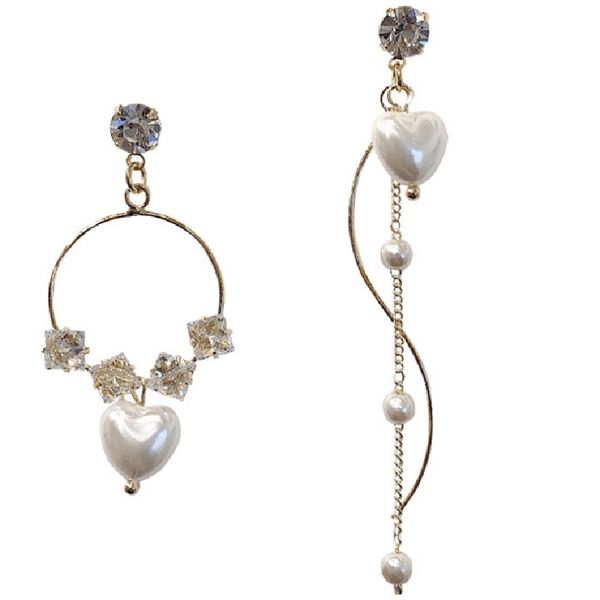 shiny crystal round heart shaped pearl asymmetric pendant earrings ladies girls long tassel, Silver
shiny crystal round heart shaped pearl asymmetric pendant earrings ladies girls long tassel, Silver