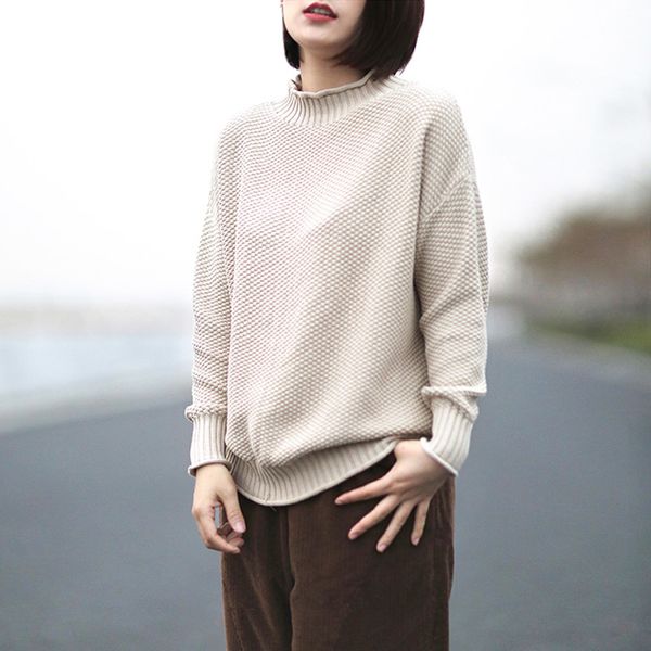 johnature women pullover sweaters 5 color knitted cotton 2019 autumn new turtleneck long sleeve casual women cloths sweaters, White;black
johnature women pullover sweaters 5 color knitted cotton 2019 autumn new turtleneck long sleeve casual women cloths sweaters, White;black