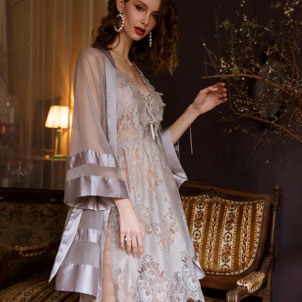 grey nightgown bathrobe morning wedding robes transparent lingerie underwear temptation mesh satin kimono robe, Black;red
grey nightgown bathrobe morning wedding robes transparent lingerie underwear temptation mesh satin kimono robe, Black;red