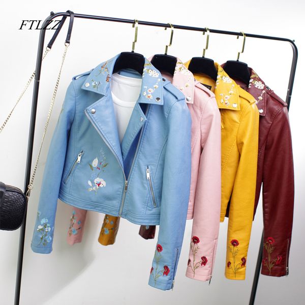 ftlzz pu leather jacket women fashion vintage embroidery motorcycle jackets pink soft faux short biker coats female, Black
ftlzz pu leather jacket women fashion vintage embroidery motorcycle jackets pink soft faux short biker coats female, Black