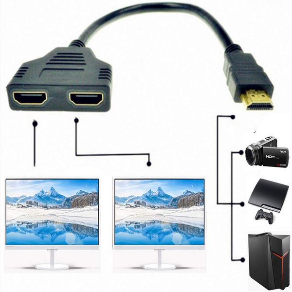 

1 в 2 Out HDMI Разветвитель Адаптер Кабель-преобразователь для 1080P HDTV / DVD-плееров / PS3 / ST