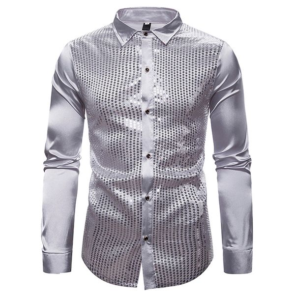 men's luxury sequin glitter shirts new long sleeve silk satin shiny disco party shirt men stage dance prom costume 11.25, White;black
men's luxury sequin glitter shirts new long sleeve silk satin shiny disco party shirt men stage dance prom costume 11.25, White;black