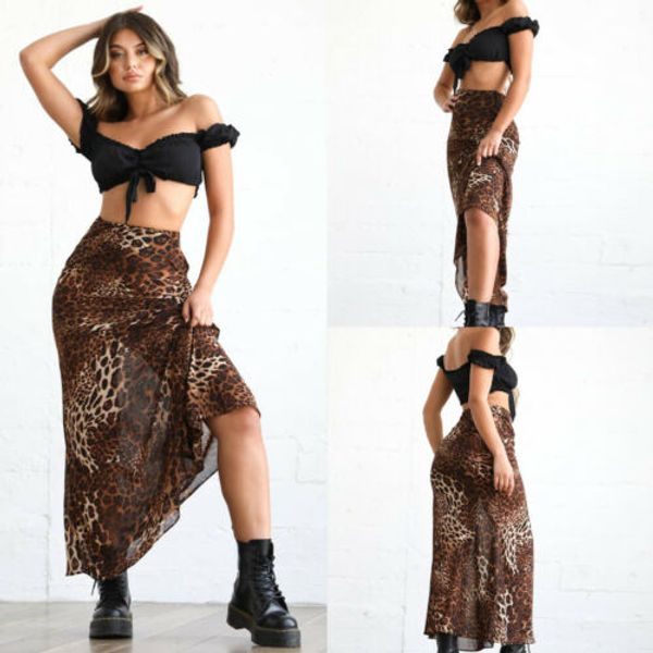 women summer leopard long skirt bodycon casual print wrap over aysmmetric skirt, Black
women summer leopard long skirt bodycon casual print wrap over aysmmetric skirt, Black