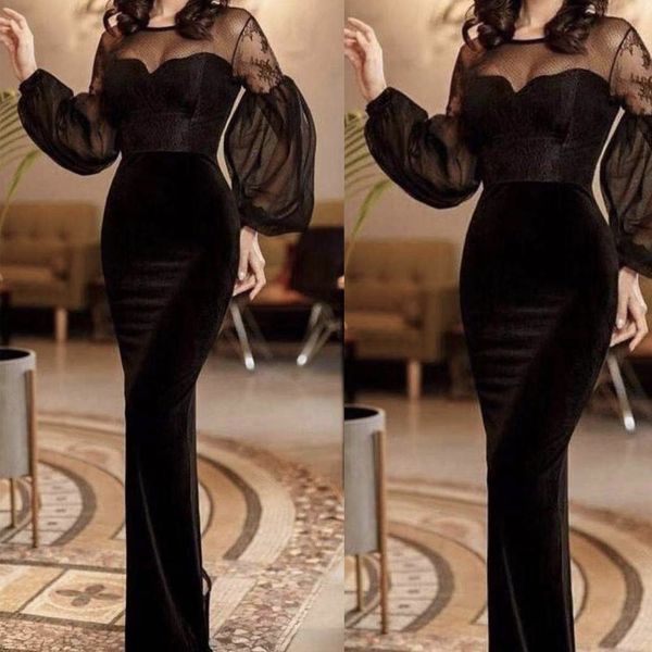 long sleeve prom dresses 2020 sheer crew neck mermaid velvet black evening dresses arabic formal dresses robes de soiree, Black;red
long sleeve prom dresses 2020 sheer crew neck mermaid velvet black evening dresses arabic formal dresses robes de soiree, Black;red
