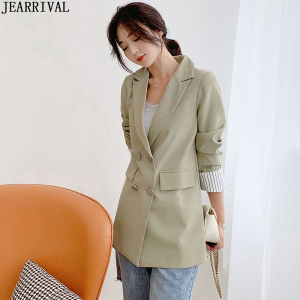 2020 spring double breasted women blazer jacket elegant notched collar work office coat korean style ladies casual outwear, White;black
2020 spring double breasted women blazer jacket elegant notched collar work office coat korean style ladies casual outwear, White;black