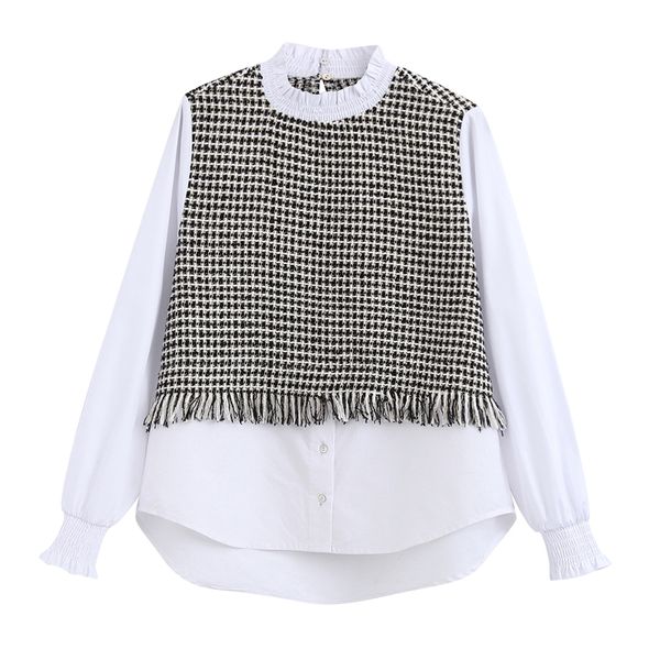 rr tweed patchwork tshirts women fashion casual o neck women elegant tassel long sleeve tees female ladies kw, White
rr tweed patchwork tshirts women fashion casual o neck women elegant tassel long sleeve tees female ladies kw, White