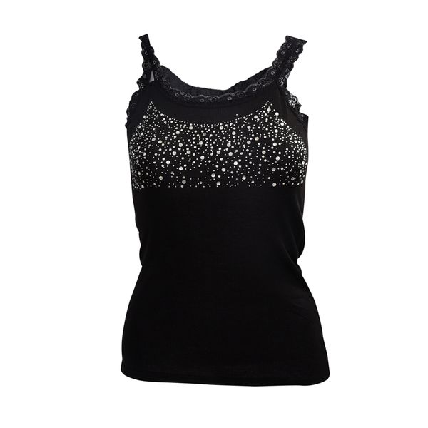 women's summer vest sequined camisole vest lace, White