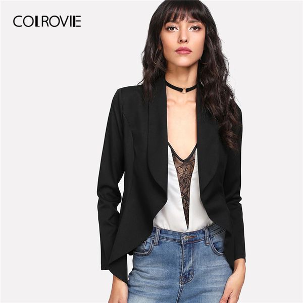 colrovie черный сплошной воротник с отложным воротником, открытая передняя, офисный пиджак, женская одежда 2019 весна, элегантное женское, White;black
colrovie черный сплошной воротник с отложным воротником, открытая передняя, офисный пиджак, женская одежда 2019 весна, элегантное женское, White;black