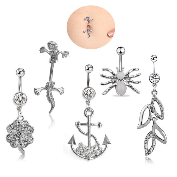 5pcs/set silver spder wasit belly crystal body jewelry stainless steel rhinestone navel & bell button piercing dangle rings for women
5pcs/set silver spder wasit belly crystal body jewelry stainless steel rhinestone navel & bell button piercing dangle rings for women