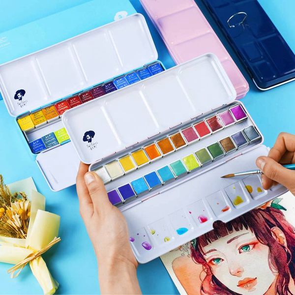 12/24/48 metalic solid watercolor paints set professional pearlescent water color pigment artist metal case palette art supplies
12/24/48 metalic solid watercolor paints set professional pearlescent water color pigment artist metal case palette art supplies