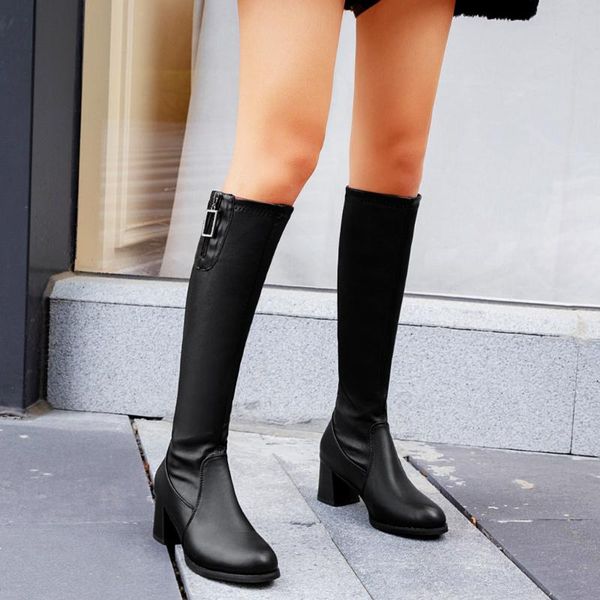women's warm boots knee-high boot ladies classic square heel leather buckle long boots women winter shoes woman zapatos de mujer, Black
women's warm boots knee-high boot ladies classic square heel leather buckle long boots women winter shoes woman zapatos de mujer, Black