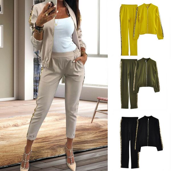 2pcs women suits long sleeve sports high waist long pants tracksuit slim suit exercise set, White;black
2pcs women suits long sleeve sports high waist long pants tracksuit slim suit exercise set, White;black
