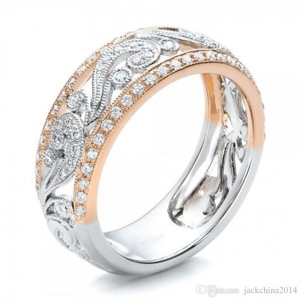 victoria wieck new arrival luxury jewelry 925 sterling silver&rose gold fill classical hollow flower ring pave white z wedding band ring, Slivery;golden
victoria wieck new arrival luxury jewelry 925 sterling silver&rose gold fill classical hollow flower ring pave white z wedding band ring, Slivery;golden