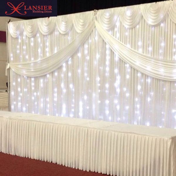 white wedding backdrops with swag and light ready made wedding backdrops curtain event party decoration 3x6 meter
white wedding backdrops with swag and light ready made wedding backdrops curtain event party decoration 3x6 meter