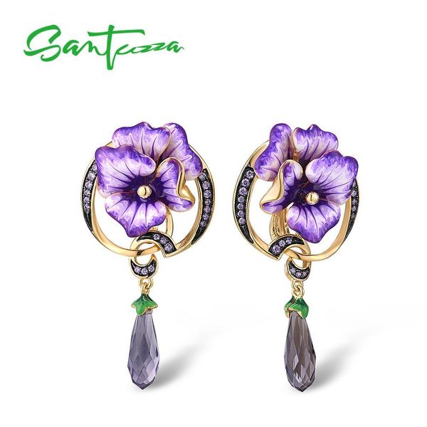 santuzza silver earrings for women genuine 925 sterling silver purple flower drop earrings gift fine jewelry handmade enamel cx200624, Golden
santuzza silver earrings for women genuine 925 sterling silver purple flower drop earrings gift fine jewelry handmade enamel cx200624, Golden