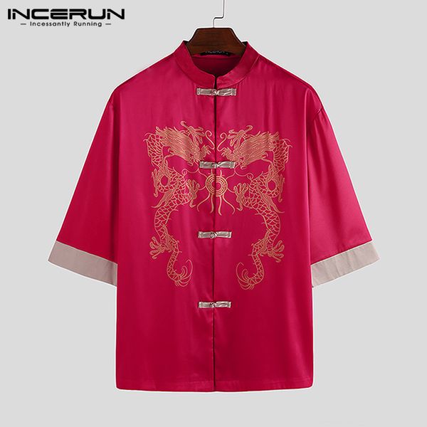incerun chinese style men shirt printed vintage half sleeve button up elegant stand collar shirts men tang suit streetwear 2020, White;black
incerun chinese style men shirt printed vintage half sleeve button up elegant stand collar shirts men tang suit streetwear 2020, White;black