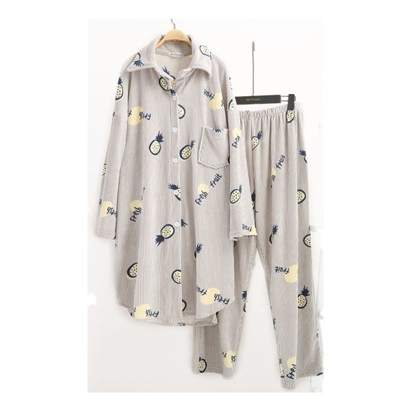 pregnant woman long style home clothes print pineapple for 50-110kg super soft double flannel women pajamas autumn winter, Blue;gray
pregnant woman long style home clothes print pineapple for 50-110kg super soft double flannel women pajamas autumn winter, Blue;gray