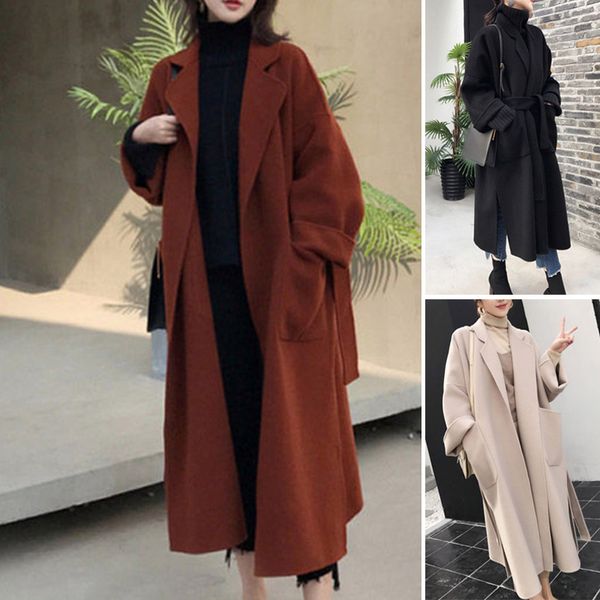 newly fashion 2019 women autumn winter woolen coat thicken long sleeve turn-down collar warm coats solid color lace-up ir-ing, Black
newly fashion 2019 women autumn winter woolen coat thicken long sleeve turn-down collar warm coats solid color lace-up ir-ing, Black