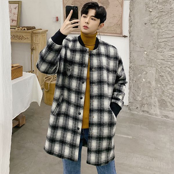 designer lattice long man baseball take the tide wool overcoat woolen 2019 autumn men's cashmere long coats belt woolen blends, Black
designer lattice long man baseball take the tide wool overcoat woolen 2019 autumn men's cashmere long coats belt woolen blends, Black