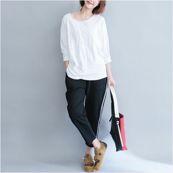 2020 summer clothes artistic solid color long t-shirt sleeve t-shirt fat mm slim comfortable round collar female, White
2020 summer clothes artistic solid color long t-shirt sleeve t-shirt fat mm slim comfortable round collar female, White