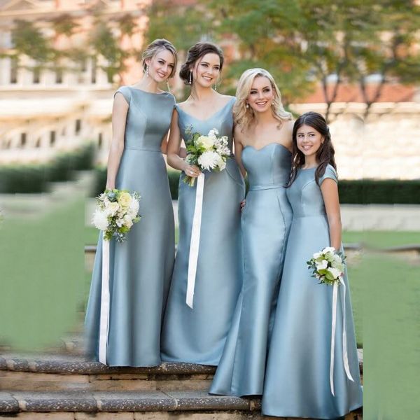 custom made long bridesmaid dresses 2019 scoop neck cap sleeve ribbon sash wedding guest dress floor length satin formal gowns, White;pink
custom made long bridesmaid dresses 2019 scoop neck cap sleeve ribbon sash wedding guest dress floor length satin formal gowns, White;pink
