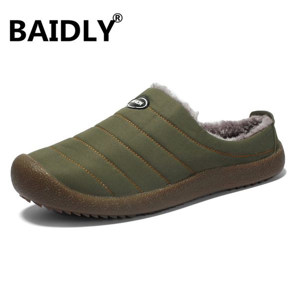 winter men shoes warm plush home slippers men flip flops indoor slippers waterproof outdoor shoes zapatos de hombre, Black