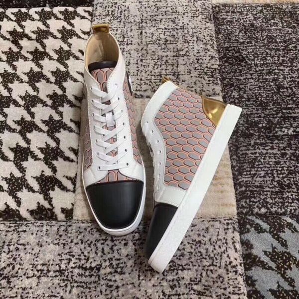 2019 new style no spiked red bottom high sneakers for women,men's street style leather sneaker fashion print orlato trainers, Black
2019 new style no spiked red bottom high sneakers for women,men's street style leather sneaker fashion print orlato trainers, Black