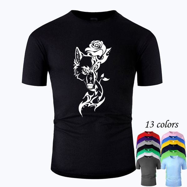wolf and rose line art o neck cotton t shirt men and woman summer short sleeve designed simple style casual tee m01022, White;black
wolf and rose line art o neck cotton t shirt men and woman summer short sleeve designed simple style casual tee m01022, White;black