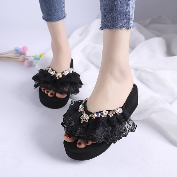 2020 summer new women fashion beach slippers crystal ruffles platform slippers casual flip flops platform sandals, Black
2020 summer new women fashion beach slippers crystal ruffles platform slippers casual flip flops platform sandals, Black