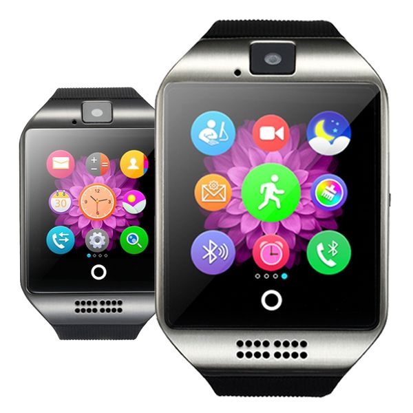 

bluetooth smart watch q18 with camera facebook whatsapp twitter sync sms watch support sim +original box+8gb memory card, Slivery;brown