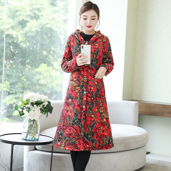p shoot winter new style ethnic-style women's dress retro printing plus velvet plus cotton warm large size mid-length hooded, Blue;black
p shoot winter new style ethnic-style women's dress retro printing plus velvet plus cotton warm large size mid-length hooded, Blue;black