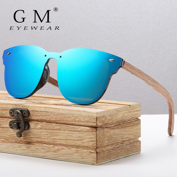 

gm women mirror lenses walnut wooden sunglasses multi color woman sunglasses for driving rimless sun glasses men, White;black