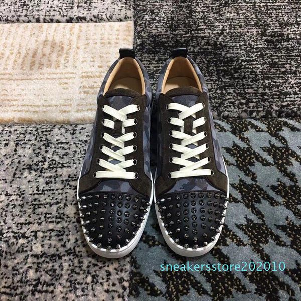 2019 spikes red bottom sneakers shoes men,women casual flats camouflage gray suede wedding party low with box s10, Black
2019 spikes red bottom sneakers shoes men,women casual flats camouflage gray suede wedding party low with box s10, Black