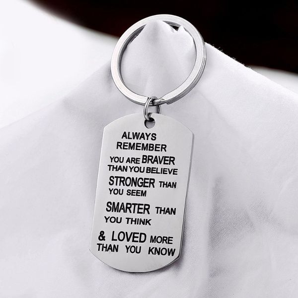 new custom dog tag stainless steel keychain family member jewelry remember you are brave keyring for friends son daughter gifts, Silver
new custom dog tag stainless steel keychain family member jewelry remember you are brave keyring for friends son daughter gifts, Silver